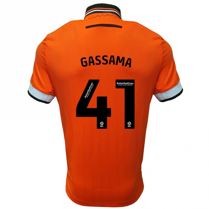 Kids Football Djeidi Gassama #41 Orange White Away Jersey 2024/25 T-Shirt Nz