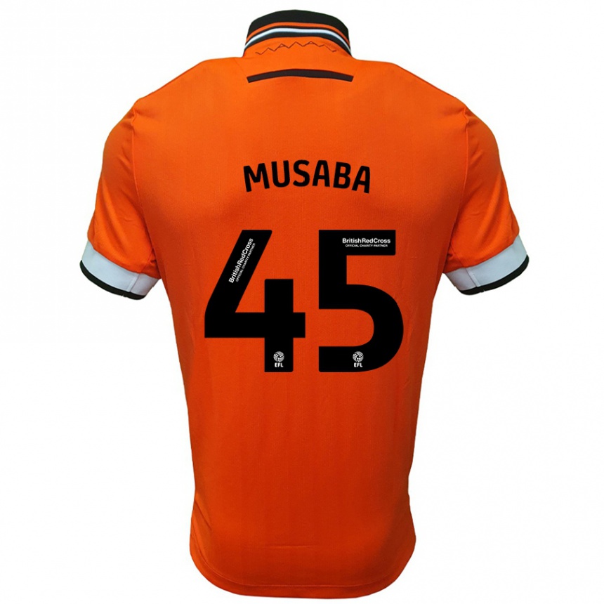 Kids Football Anthony Musaba #45 Orange White Away Jersey 2024/25 T-Shirt Nz