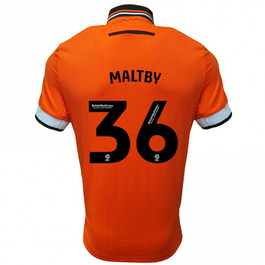 Kids Football Mackenzie Maltby #36 Orange White Away Jersey 2024/25 T-Shirt Nz