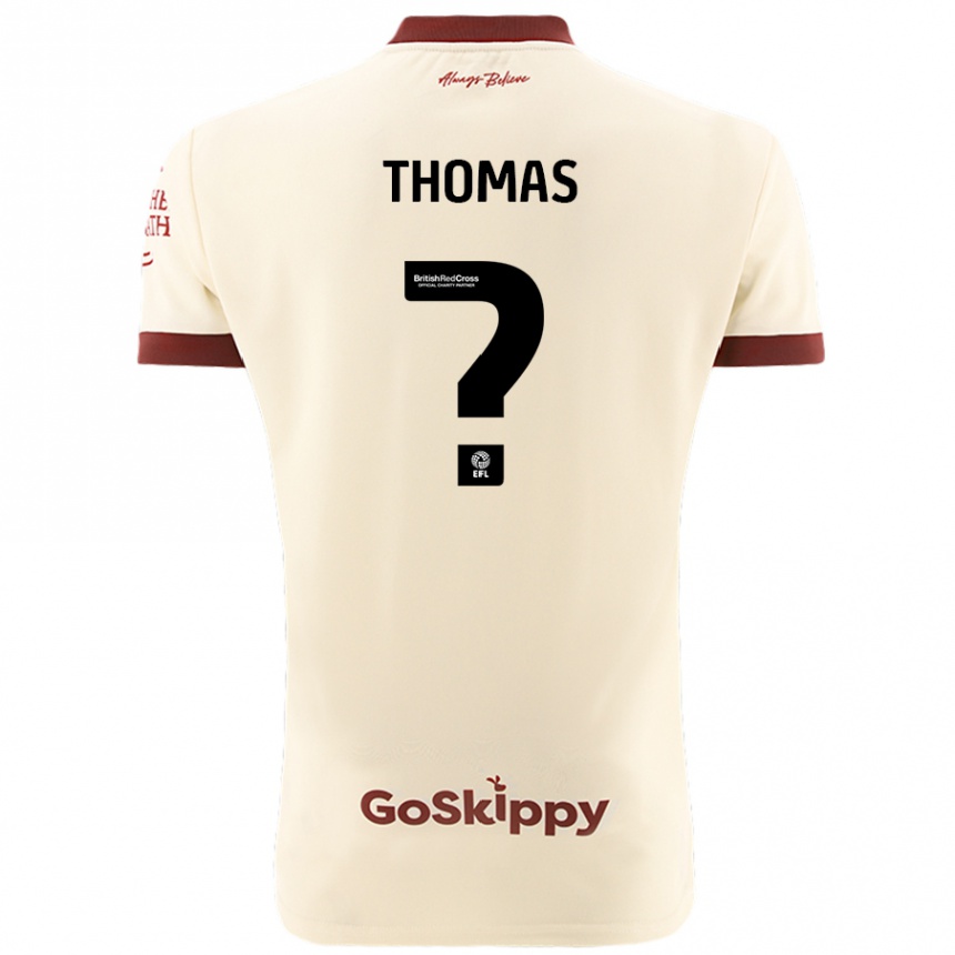 Kids Football Olly Thomas #0 Cream White Away Jersey 2024/25 T-Shirt Nz