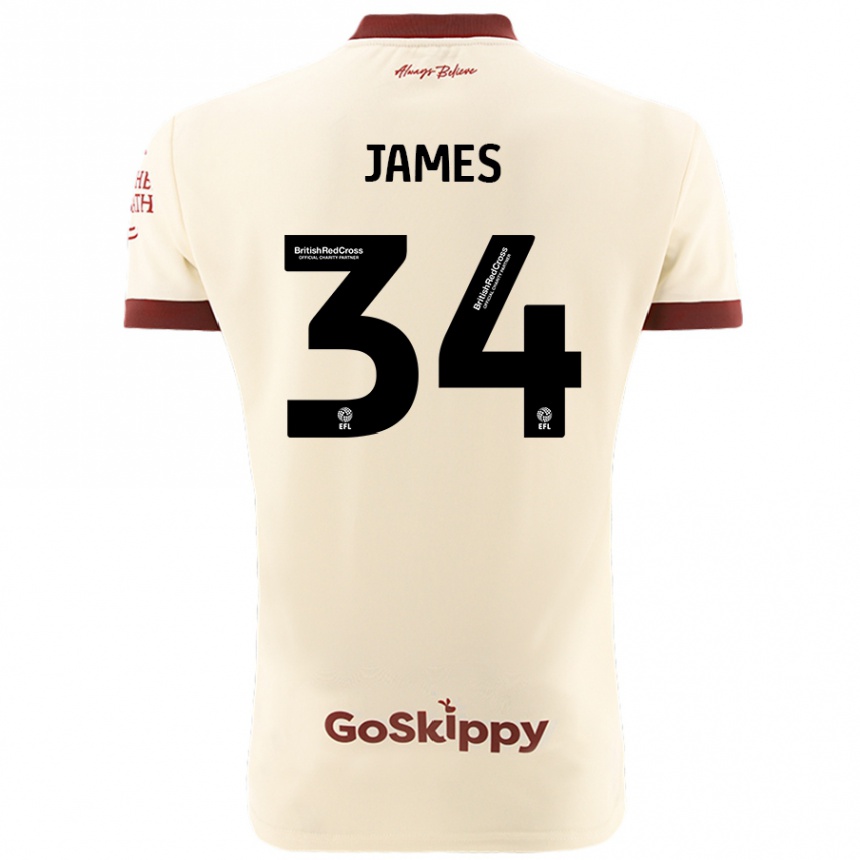 Kids Football Joseph James #34 Cream White Away Jersey 2024/25 T-Shirt Nz