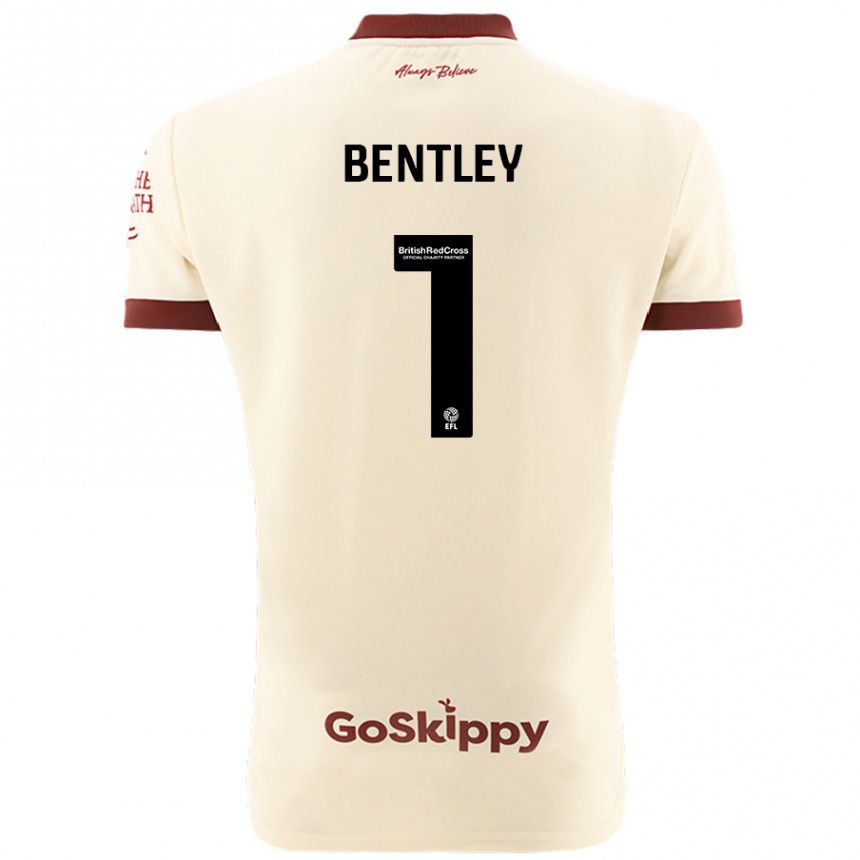 Kids Football Fran Bentley #1 Cream White Away Jersey 2024/25 T-Shirt Nz