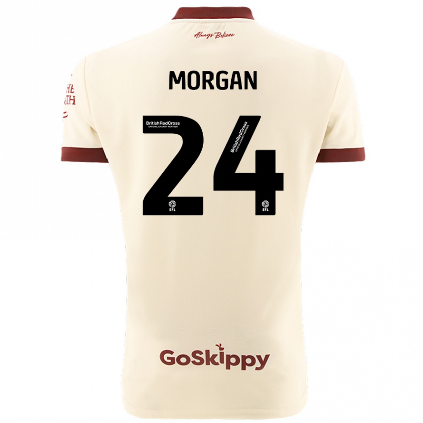 Kids Football Ffion Morgan #24 Cream White Away Jersey 2024/25 T-Shirt Nz