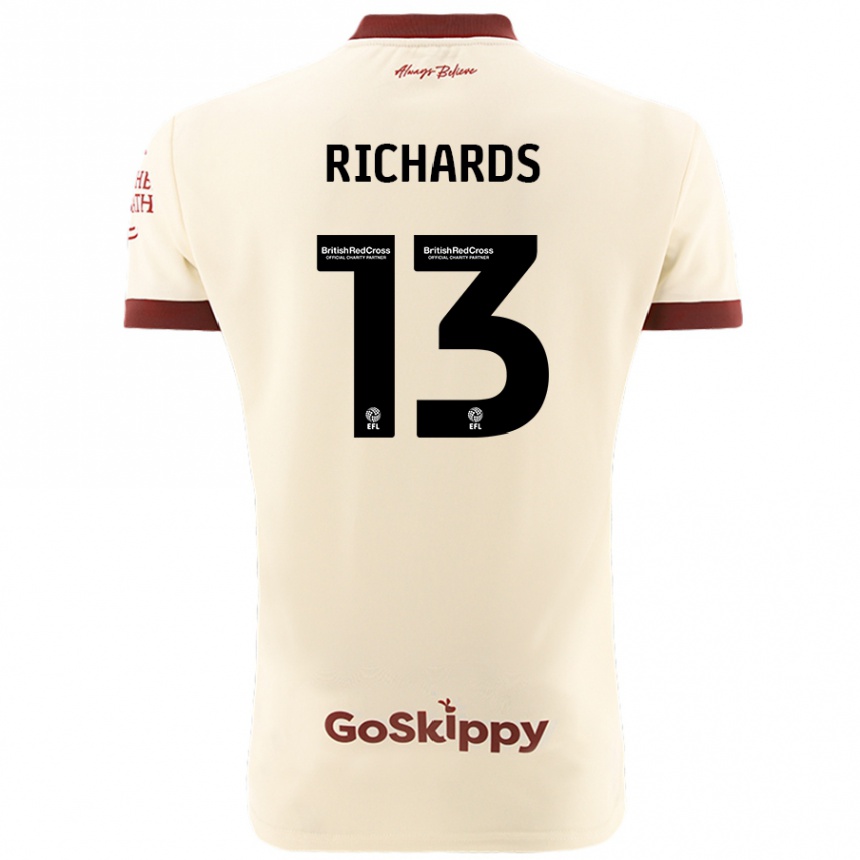 Kids Football Harvey Wiles-Richards #13 Cream White Away Jersey 2024/25 T-Shirt Nz