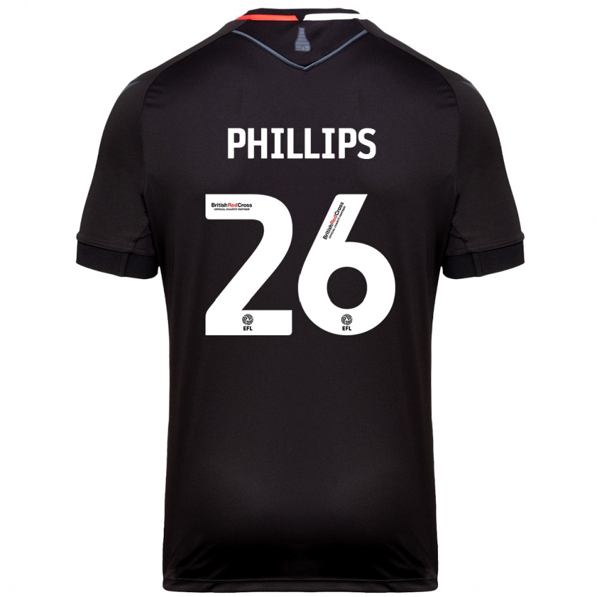 Kids Football Ashley Phillips #26 Black Away Jersey 2024/25 T-Shirt Nz