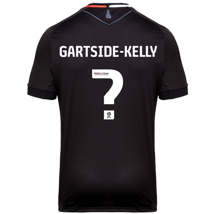 Kids Football Gabriel Gartside-Kelly #0 Black Away Jersey 2024/25 T-Shirt Nz