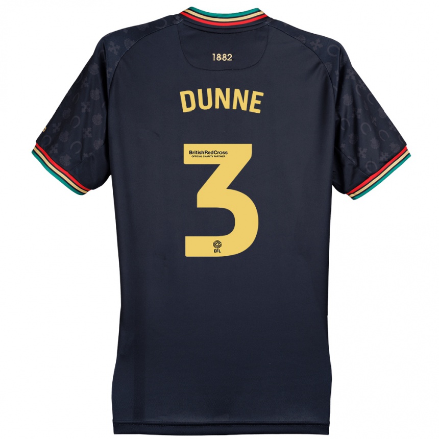 Kids Football Jimmy Dunne #3 Dark Navy Blue Away Jersey 2024/25 T-Shirt Nz