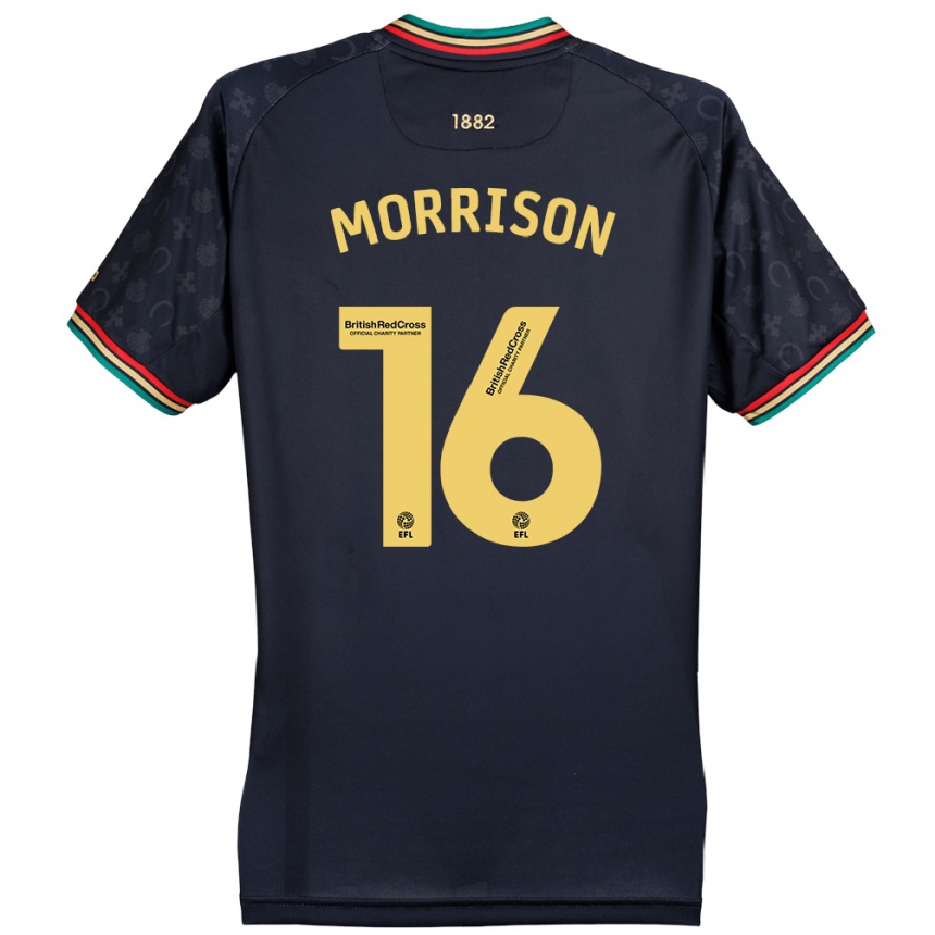 Kids Football Liam Morrison #16 Dark Navy Blue Away Jersey 2024/25 T-Shirt Nz