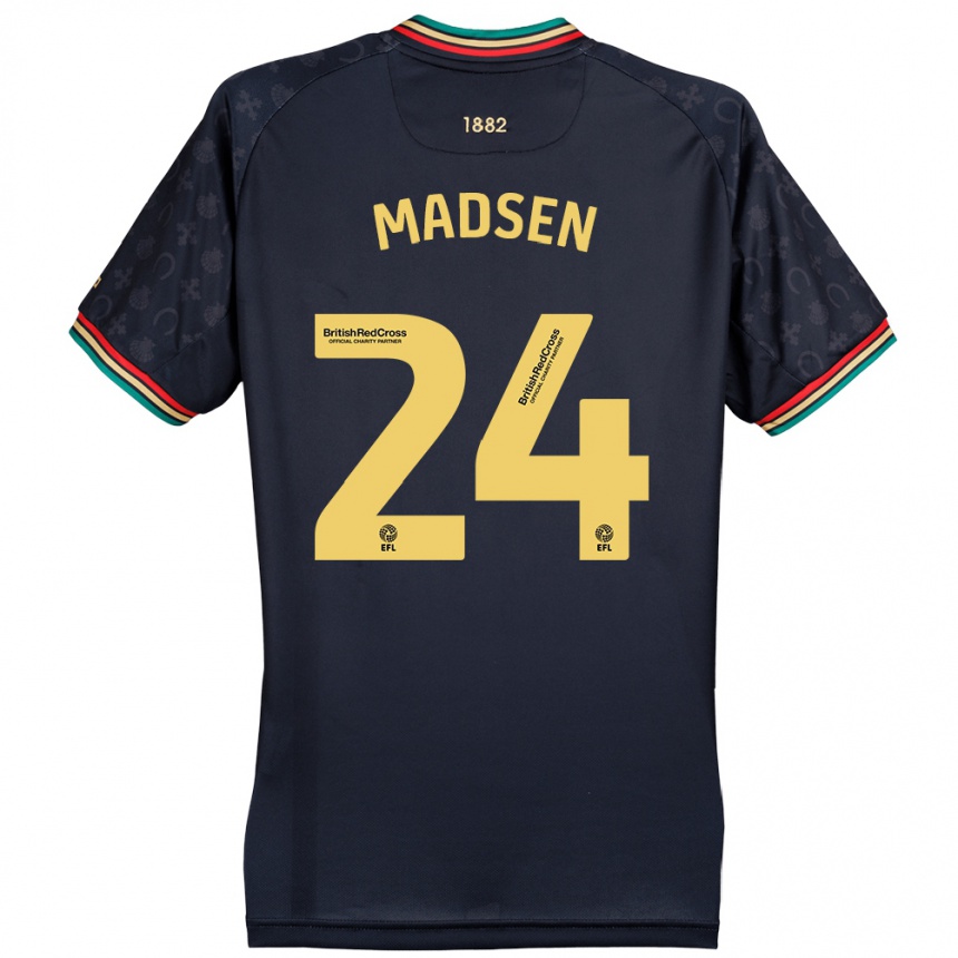 Kids Football Nicolas Madsen #24 Dark Navy Blue Away Jersey 2024/25 T-Shirt Nz