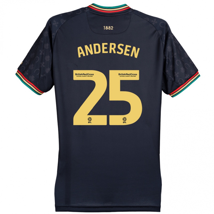 Kids Football Lucas Andersen #25 Dark Navy Blue Away Jersey 2024/25 T-Shirt Nz