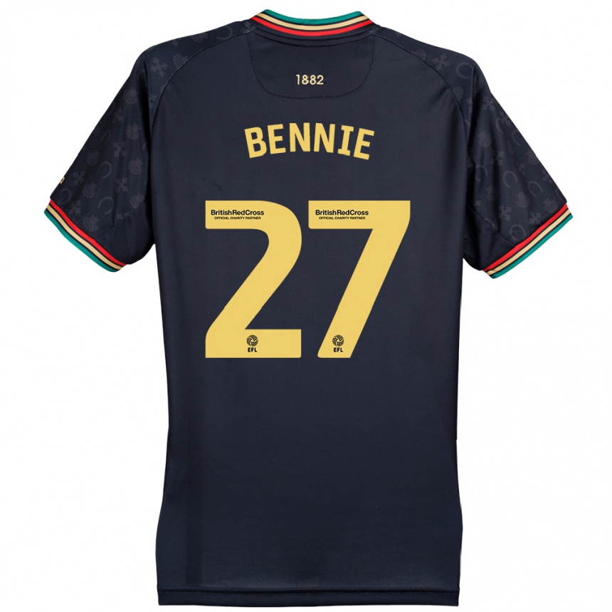 Kids Football Daniel Bennie #27 Dark Navy Blue Away Jersey 2024/25 T-Shirt Nz