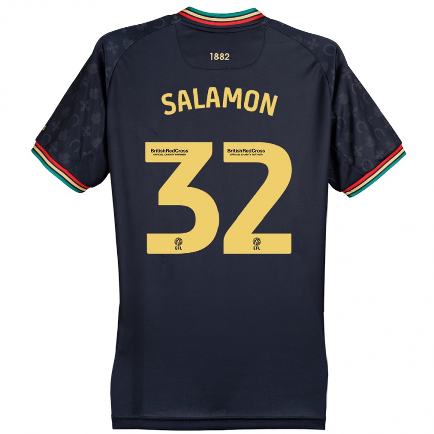 Kids Football Matteo Salamon #32 Dark Navy Blue Away Jersey 2024/25 T-Shirt Nz