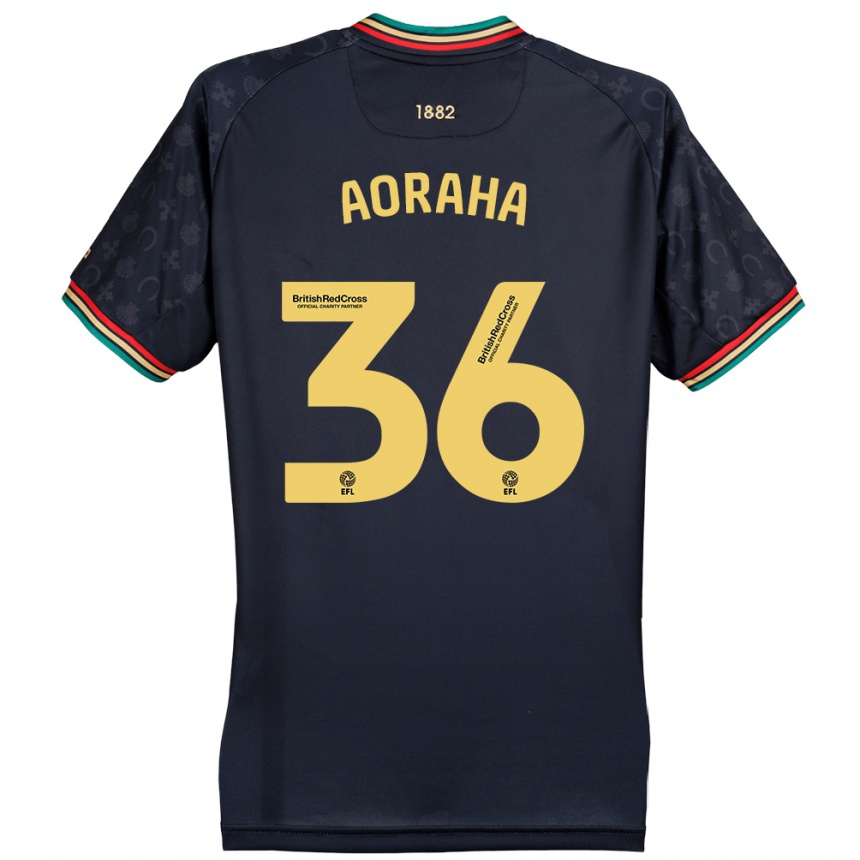 Kids Football Alexander Aoraha #36 Dark Navy Blue Away Jersey 2024/25 T-Shirt Nz