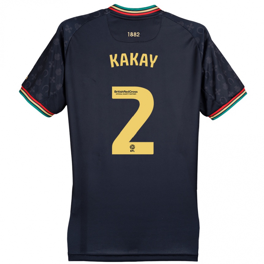 Kids Football Osman Kakay #2 Dark Navy Blue Away Jersey 2024/25 T-Shirt Nz