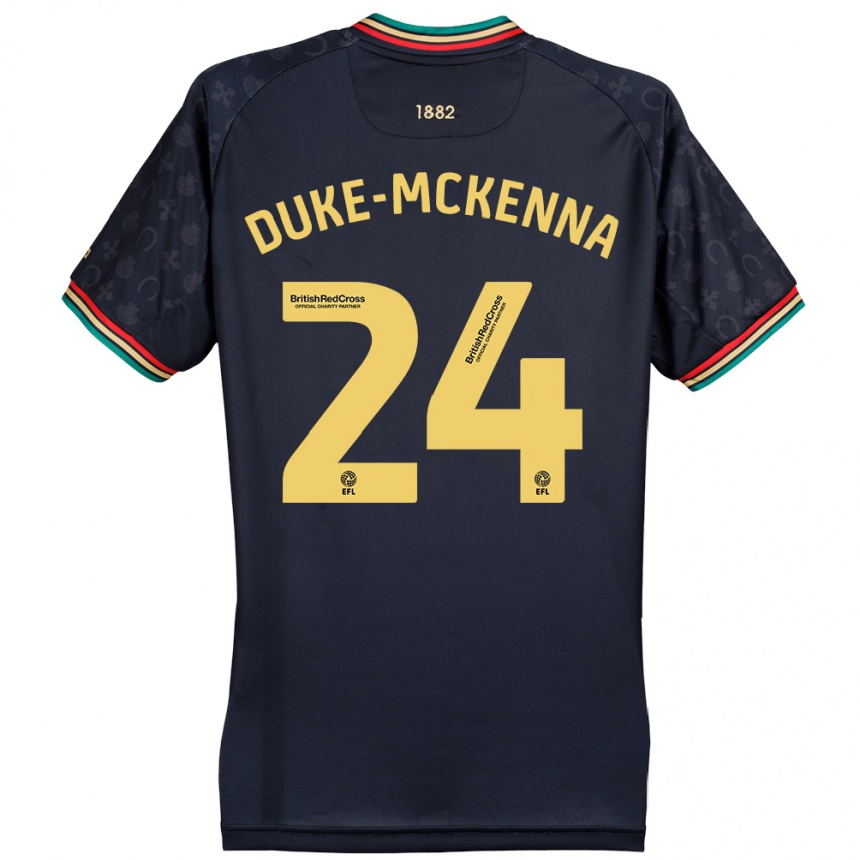 Kids Football Stephen Duke-Mckenna #24 Dark Navy Blue Away Jersey 2024/25 T-Shirt Nz