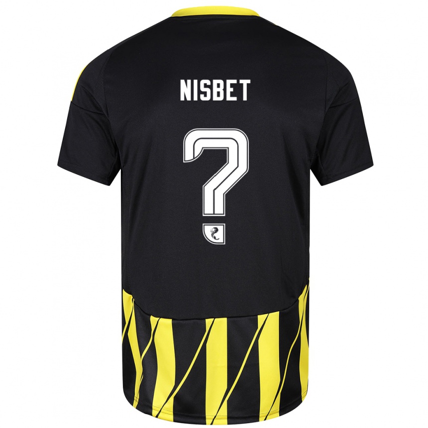 Kids Football Kevin Nisbet #0 Black Yellow Away Jersey 2024/25 T-Shirt Nz