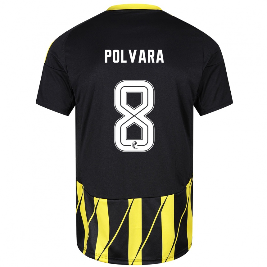 Kids Football Dante Polvara #8 Black Yellow Away Jersey 2024/25 T-Shirt Nz