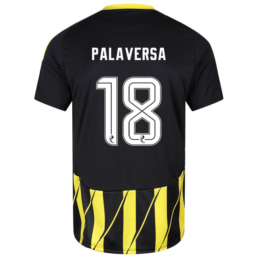 Kids Football Ante Palaversa #18 Black Yellow Away Jersey 2024/25 T-Shirt Nz