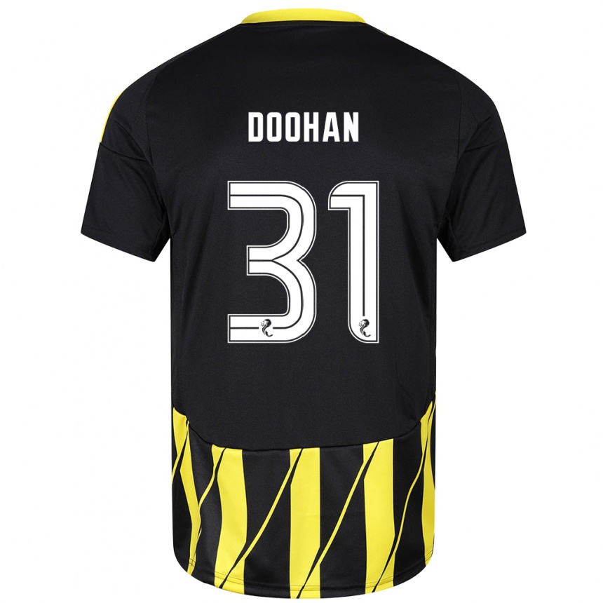 Kids Football Ross Doohan #31 Black Yellow Away Jersey 2024/25 T-Shirt Nz