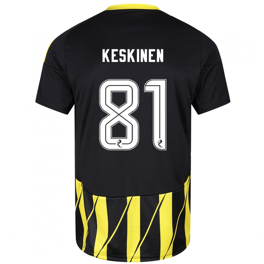 Kids Football Topi Keskinen #81 Black Yellow Away Jersey 2024/25 T-Shirt Nz