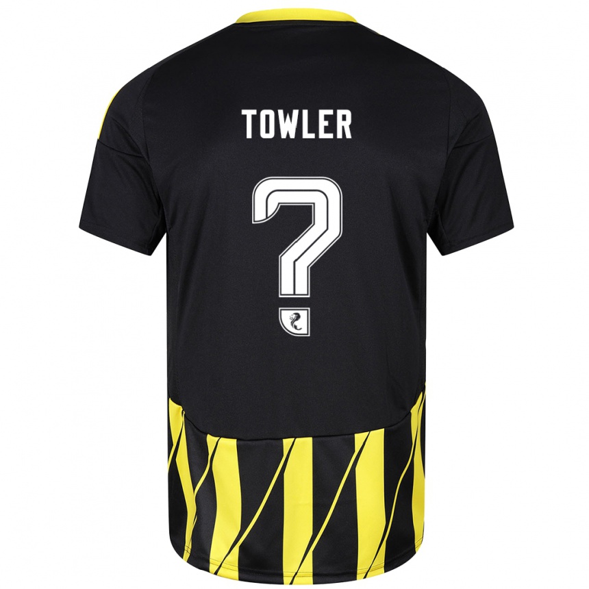 Kids Football Evan Towler #0 Black Yellow Away Jersey 2024/25 T-Shirt Nz