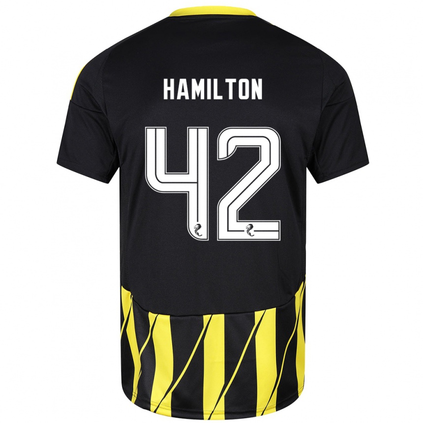 Kids Football Brendan Hamilton #42 Black Yellow Away Jersey 2024/25 T-Shirt Nz