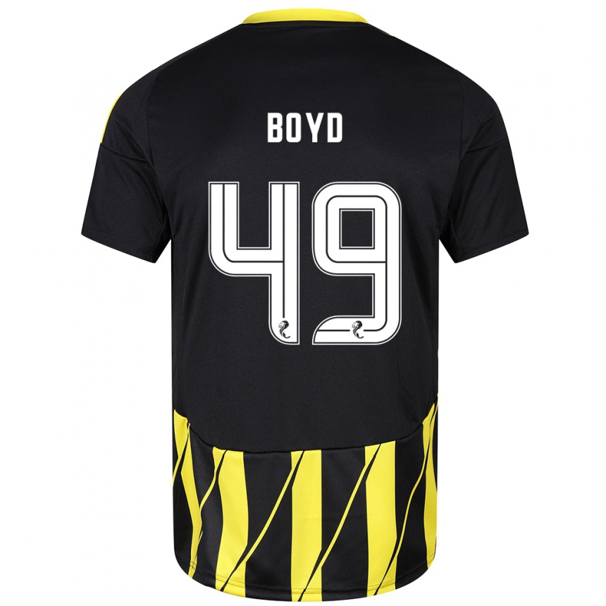 Kids Football Fletcher Boyd #49 Black Yellow Away Jersey 2024/25 T-Shirt Nz