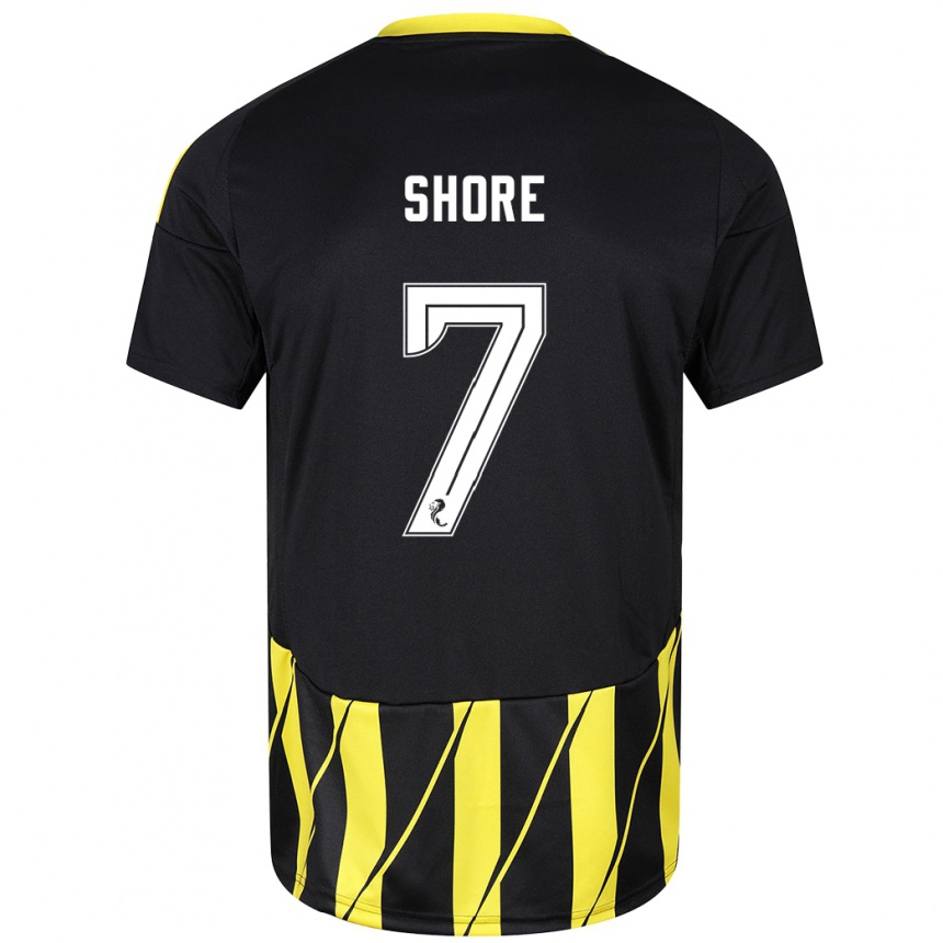 Kids Football Eilidh Shore #7 Black Yellow Away Jersey 2024/25 T-Shirt Nz