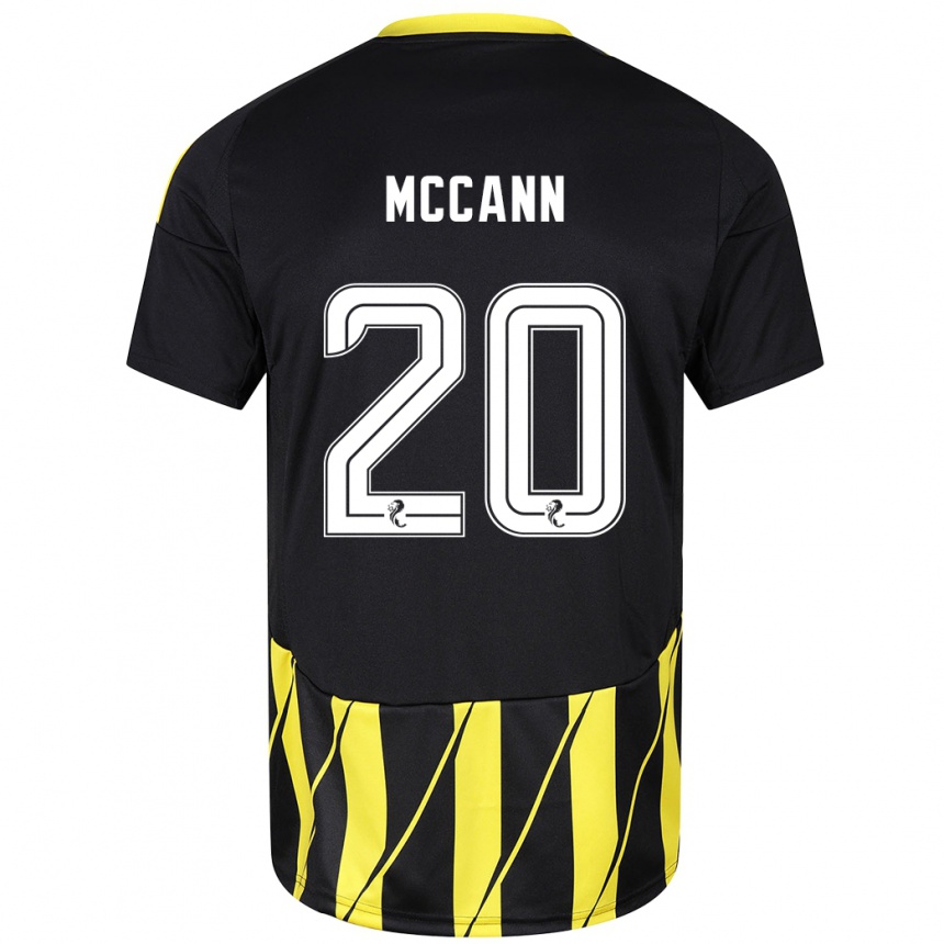 Kids Football Annalisa Mccann #20 Black Yellow Away Jersey 2024/25 T-Shirt Nz