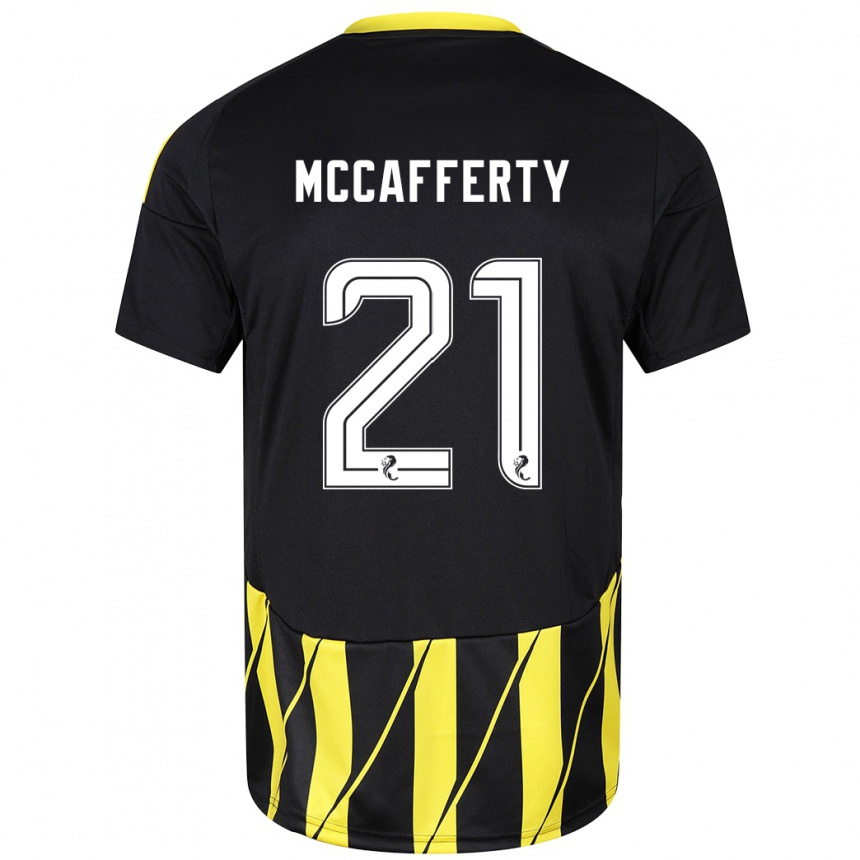 Kids Football Eirinn Mccafferty #21 Black Yellow Away Jersey 2024/25 T-Shirt Nz