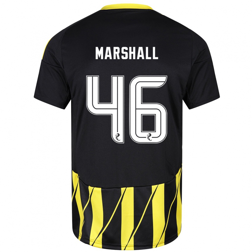 Kids Football Findlay Marshall #46 Black Yellow Away Jersey 2024/25 T-Shirt Nz