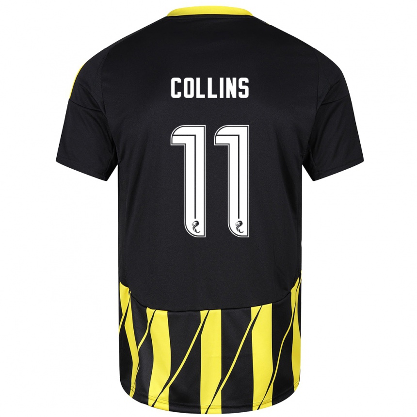 Kids Football Bailley Collins #11 Black Yellow Away Jersey 2024/25 T-Shirt Nz