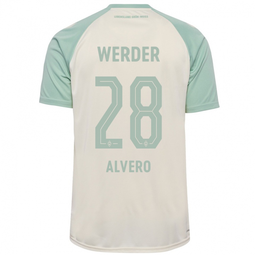 Kids Football Skelly Alvero #28 Off-White Light Green Away Jersey 2024/25 T-Shirt Nz