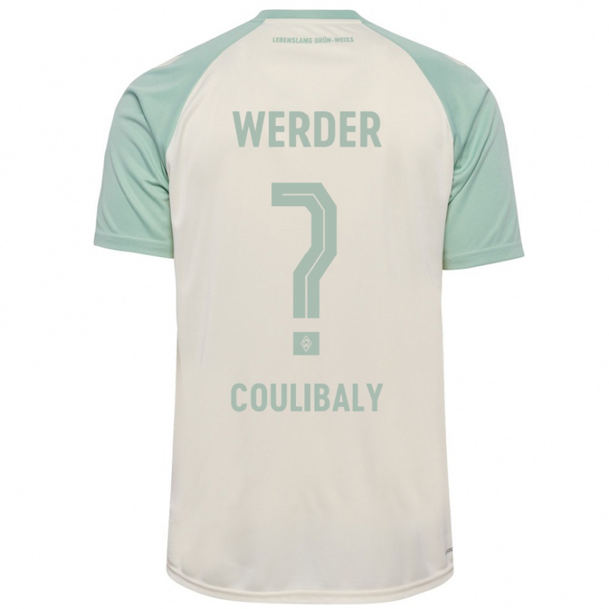 Kids Football Karim Coulibaly #0 Off-White Light Green Away Jersey 2024/25 T-Shirt Nz