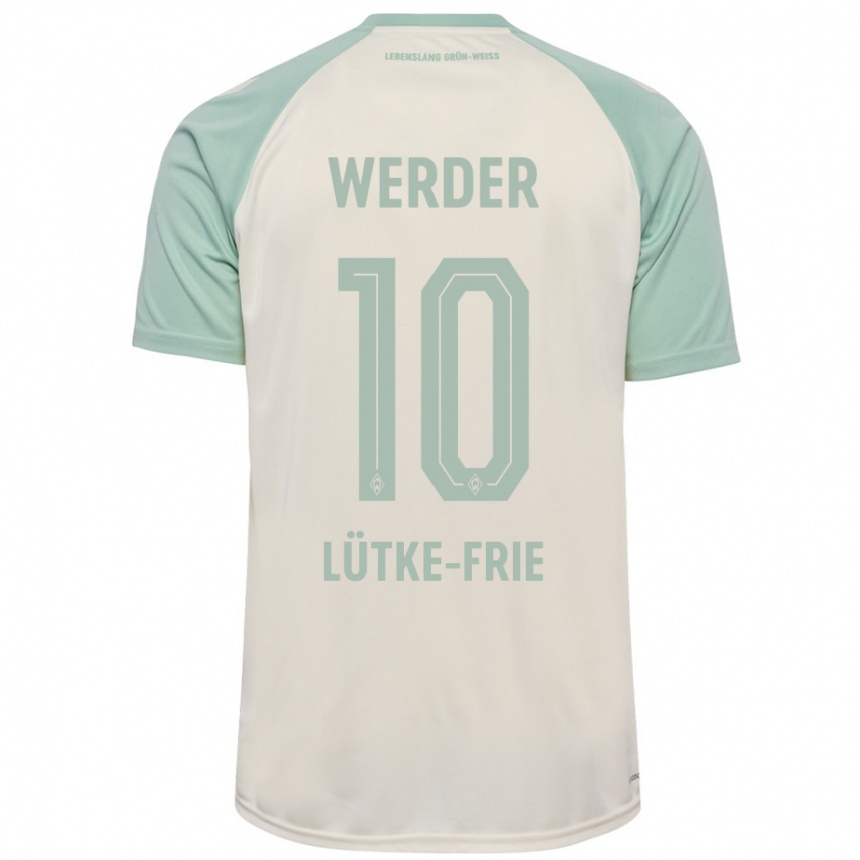 Kids Football Dennis Lütke-Frie #10 Off-White Light Green Away Jersey 2024/25 T-Shirt Nz