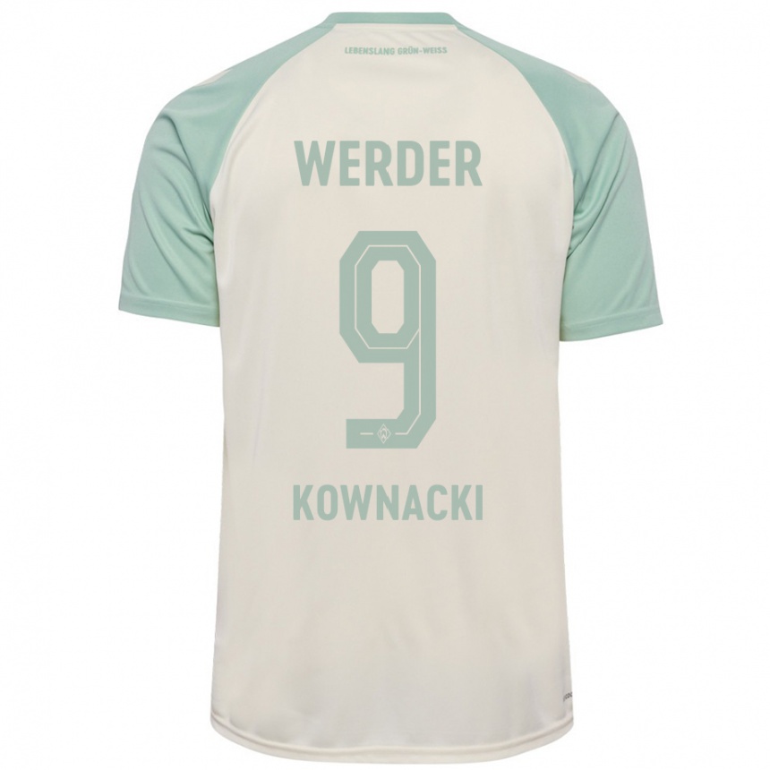 Kids Football Dawid Kownacki #9 Off-White Light Green Away Jersey 2024/25 T-Shirt Nz