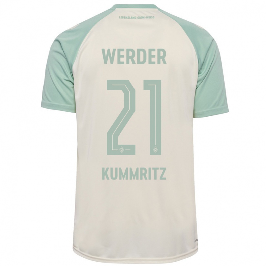 Kids Football Liam Kümmritz #21 Off-White Light Green Away Jersey 2024/25 T-Shirt Nz