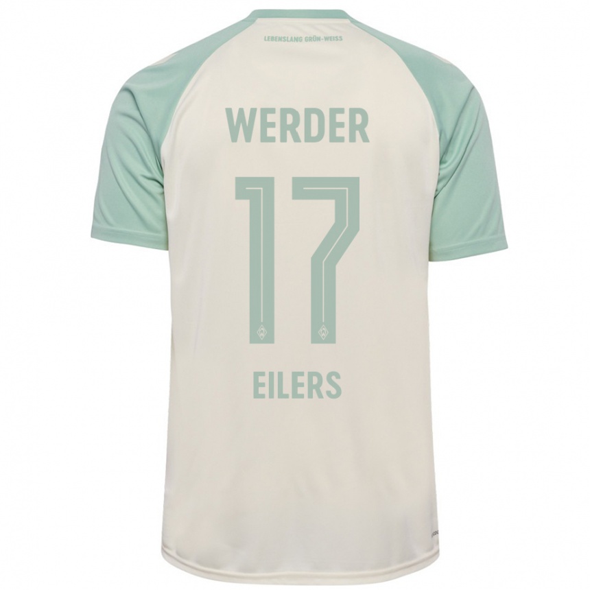 Kids Football Jonas Eilers #17 Off-White Light Green Away Jersey 2024/25 T-Shirt Nz