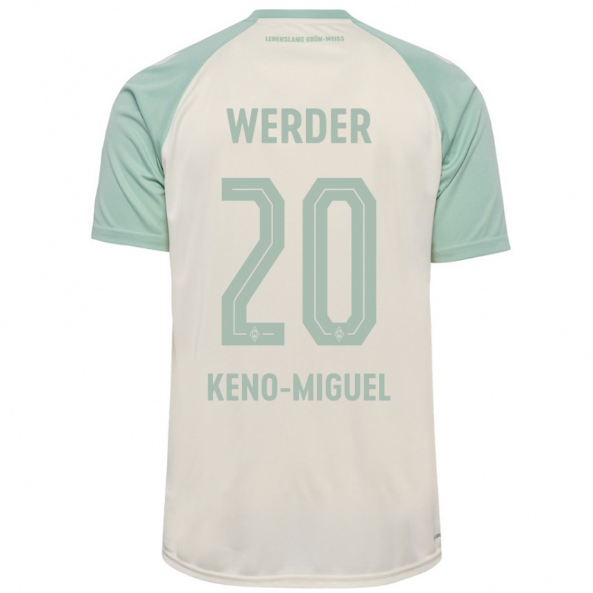 Kids Football Keno-Miguel Meyer #20 Off-White Light Green Away Jersey 2024/25 T-Shirt Nz