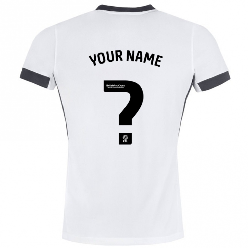 Kids Football Your Name #0 White Black Away Jersey 2024/25 T-Shirt Nz