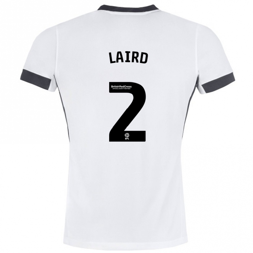 Kids Football Ethan Laird #2 White Black Away Jersey 2024/25 T-Shirt Nz