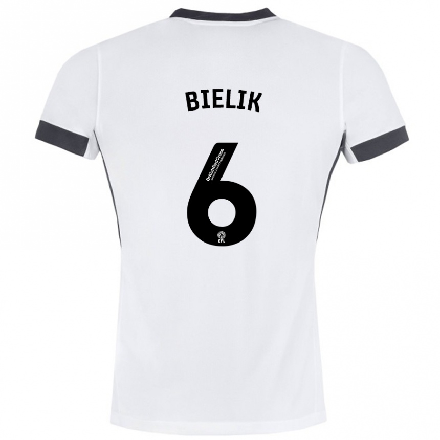 Kids Football Krystian Bielik #6 White Black Away Jersey 2024/25 T-Shirt Nz