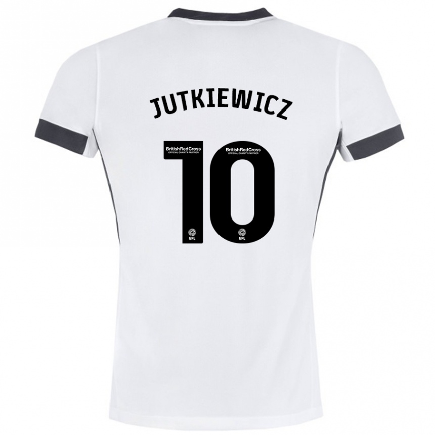 Kids Football Lukas Jutkiewicz #10 White Black Away Jersey 2024/25 T-Shirt Nz