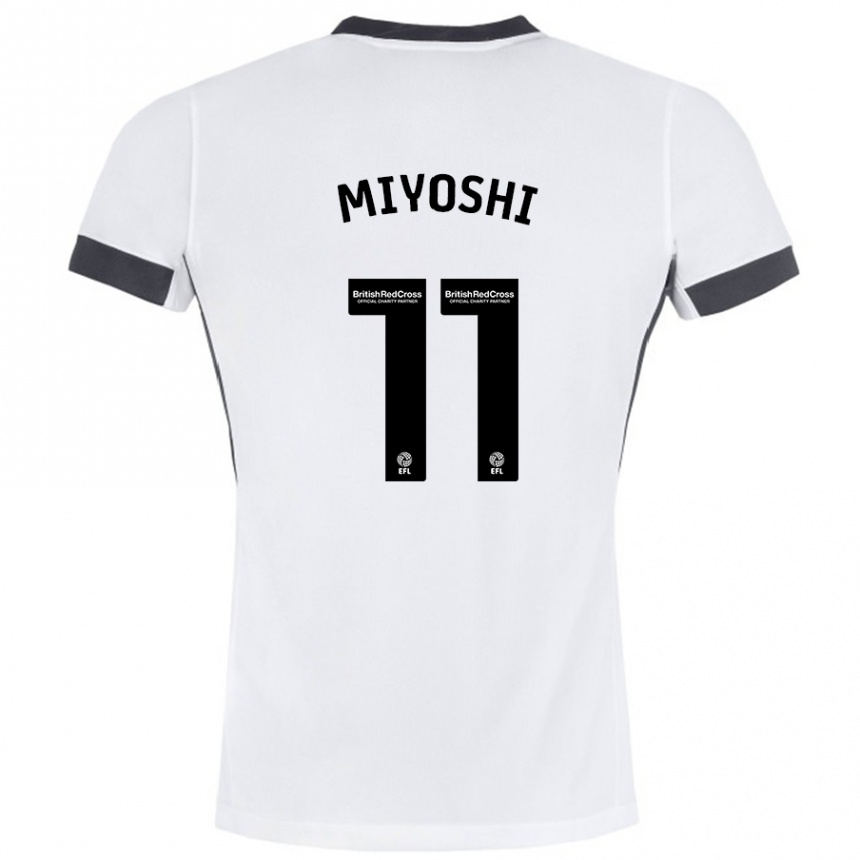 Kids Football Koji Miyoshi #11 White Black Away Jersey 2024/25 T-Shirt Nz