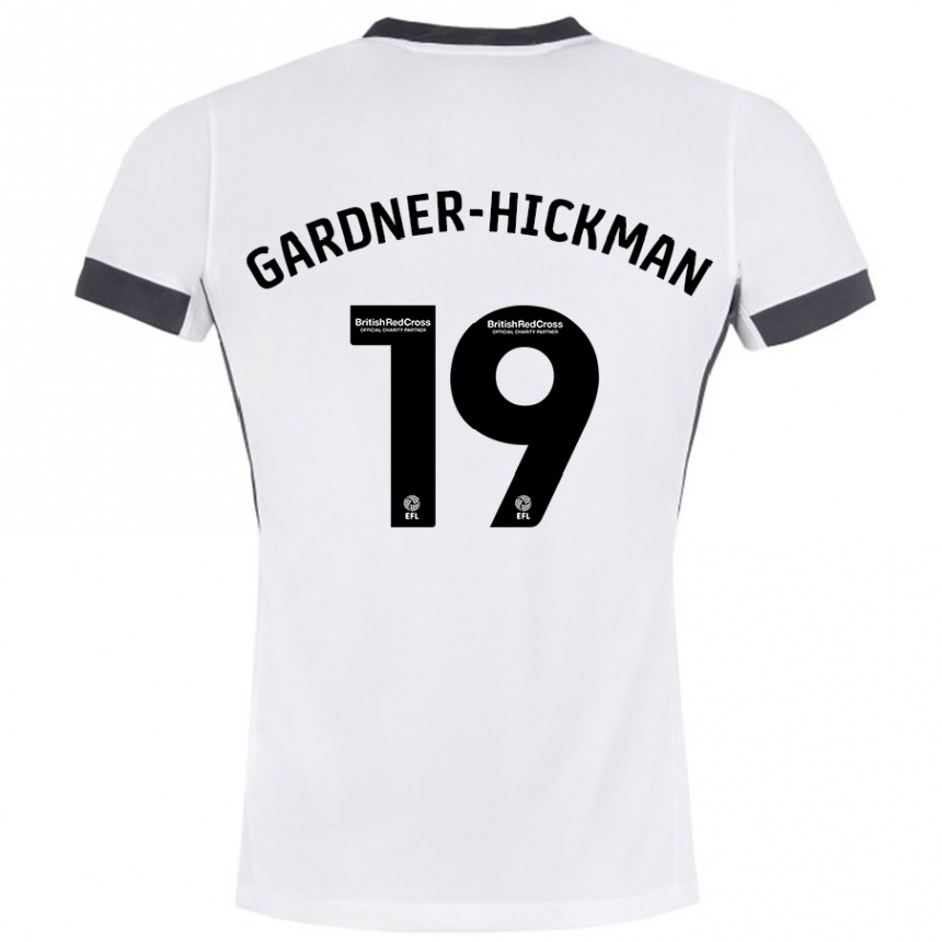 Kids Football Taylor Gardner-Hickman #19 White Black Away Jersey 2024/25 T-Shirt Nz