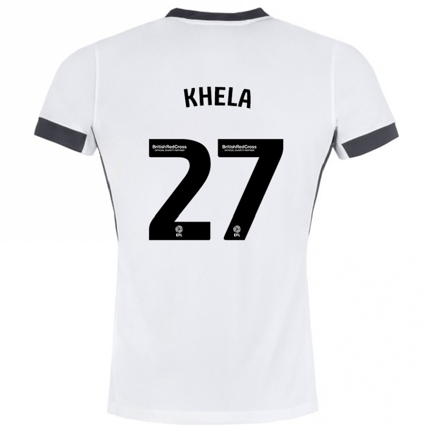 Kids Football Brandon Khela #27 White Black Away Jersey 2024/25 T-Shirt Nz