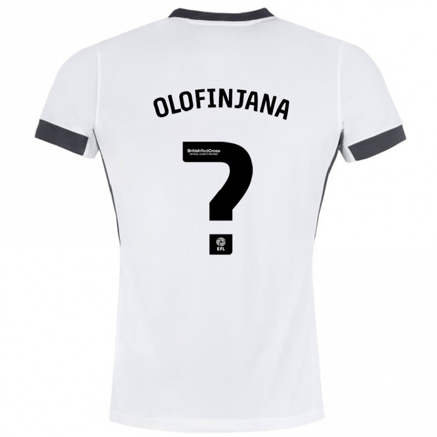 Kids Football Femi Olofinjana #0 White Black Away Jersey 2024/25 T-Shirt Nz