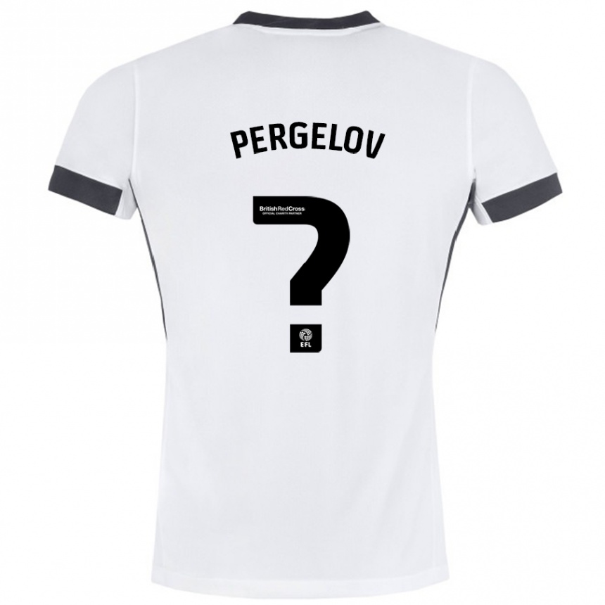 Kids Football Stoyan Pergelov #0 White Black Away Jersey 2024/25 T-Shirt Nz