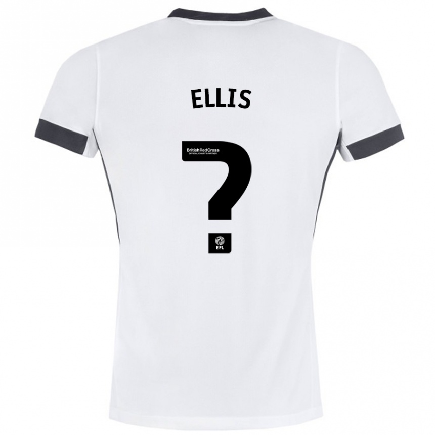 Kids Football O'shea Ellis #0 White Black Away Jersey 2024/25 T-Shirt Nz