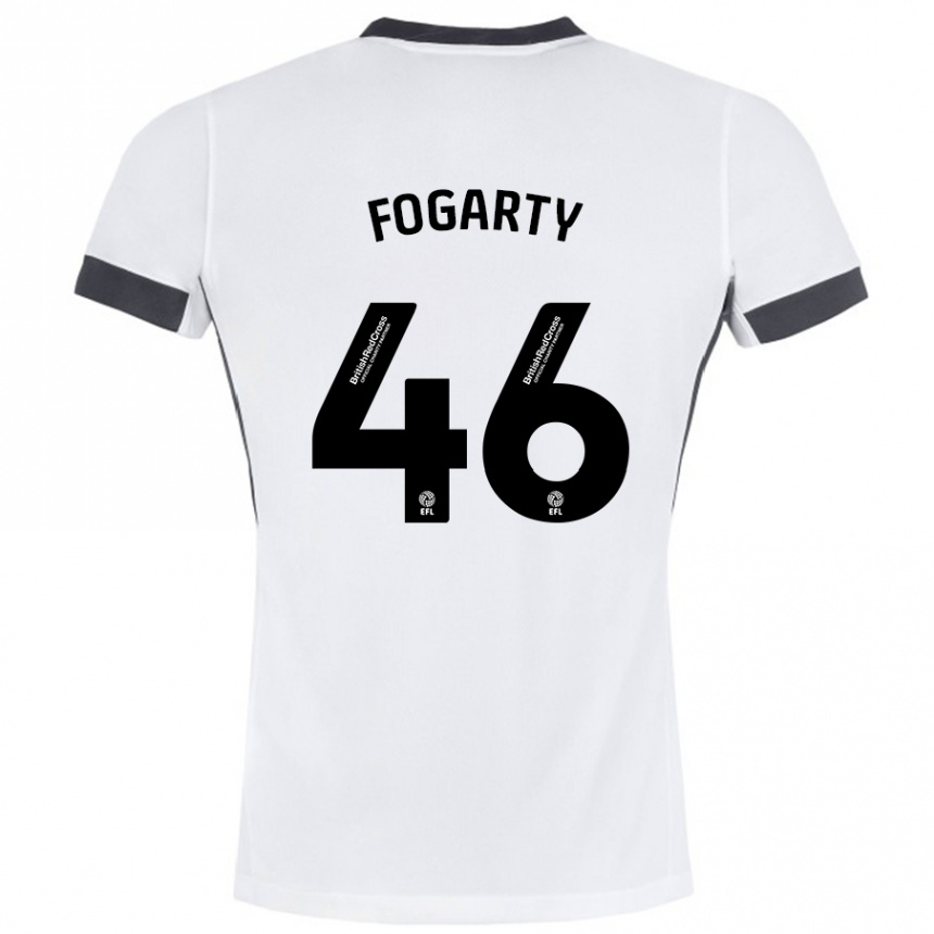 Kids Football Tom Fogarty #46 White Black Away Jersey 2024/25 T-Shirt Nz